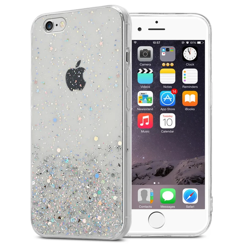 Cadorabo Hülle kompatibel mit Apple iPhone 6 / 6S Schutzhülle aus flexiblem TPU Silikon mit funkelnden Glitter