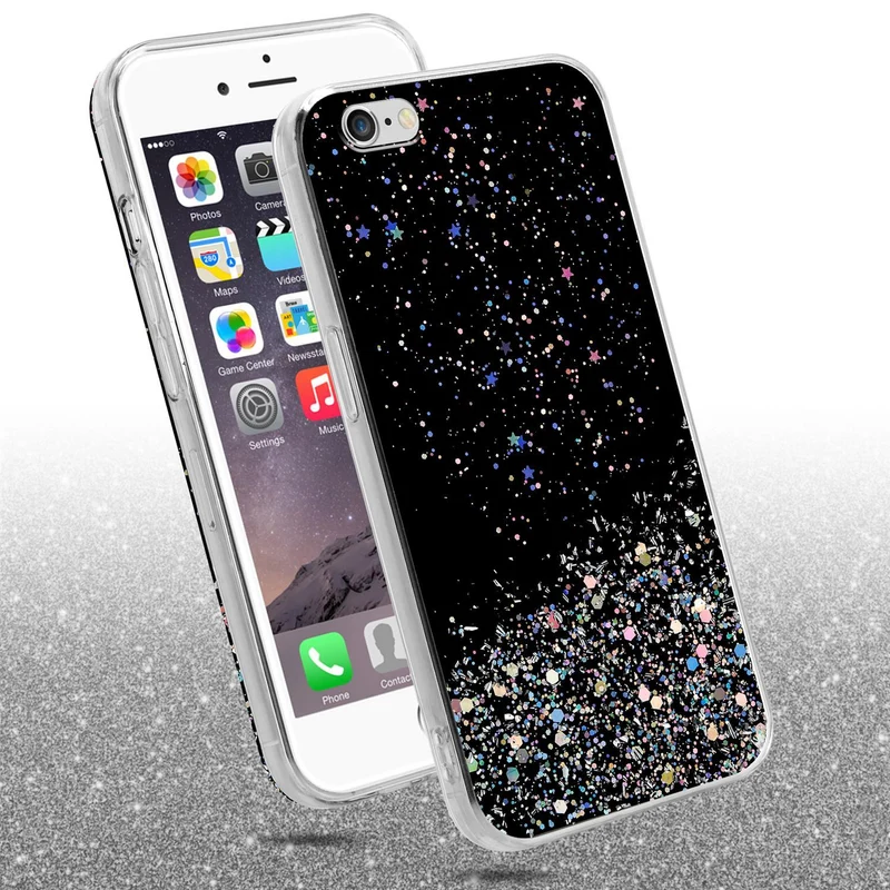 Cadorabo Hülle kompatibel mit Apple iPhone 6 / 6S Schutzhülle aus flexiblem TPU Silikon mit funkelnden Glitter