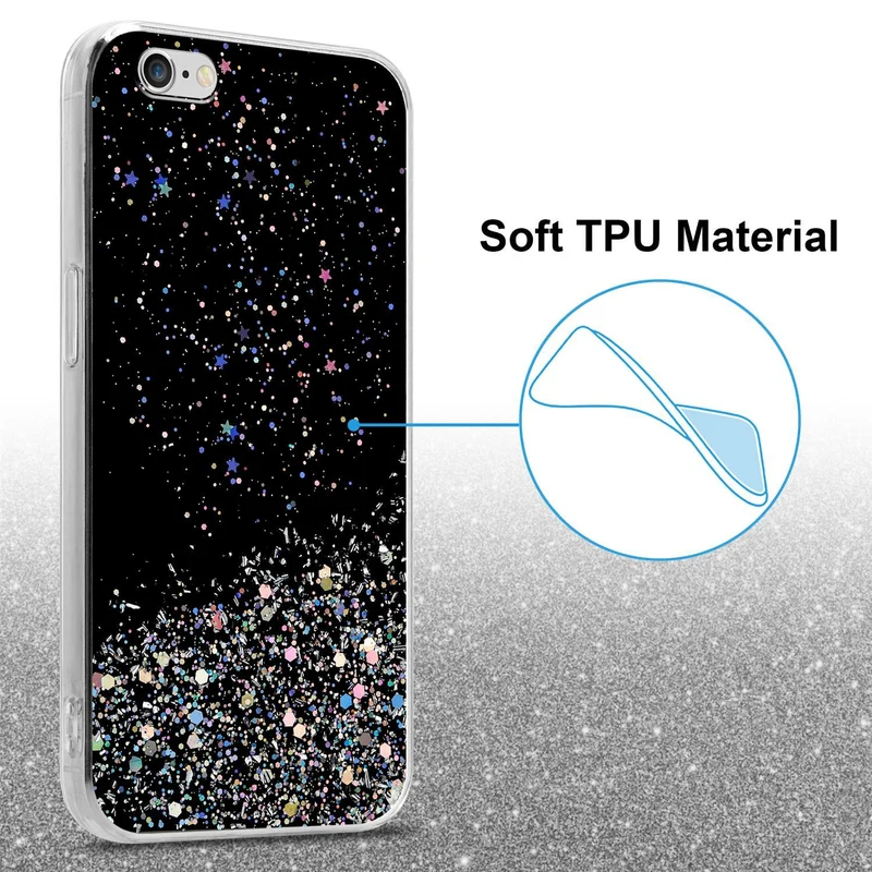 Cadorabo Hülle kompatibel mit Apple iPhone 6 / 6S Schutzhülle aus flexiblem TPU Silikon mit funkelnden Glitter