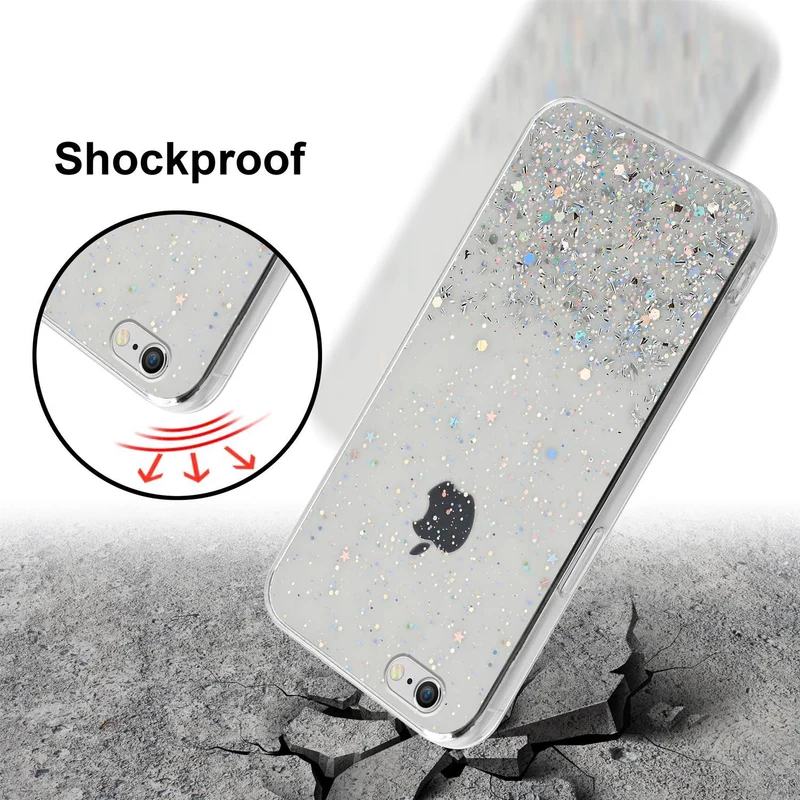 Cadorabo Hülle kompatibel mit Apple iPhone 6 / 6S Schutzhülle aus flexiblem TPU Silikon mit funkelnden Glitter