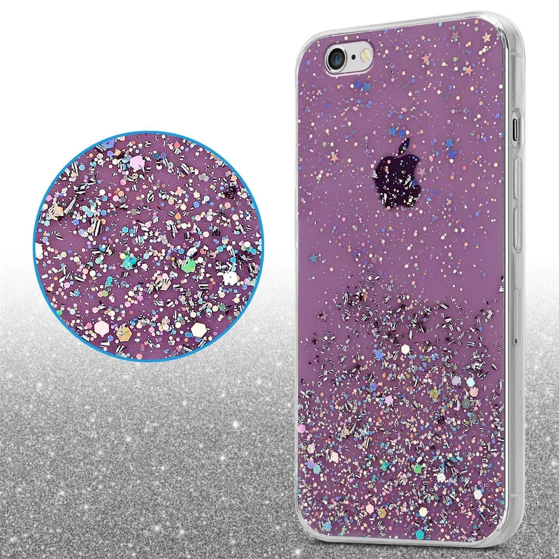 Cadorabo Hülle kompatibel mit Apple iPhone 6 / 6S Schutzhülle aus flexiblem TPU Silikon mit funkelnden Glitter