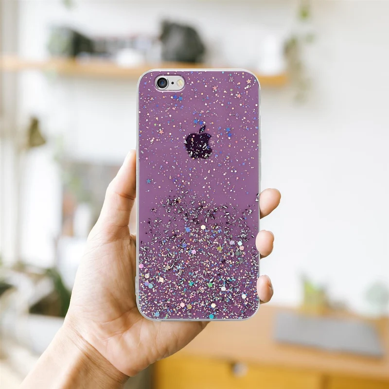 Cadorabo Hülle kompatibel mit Apple iPhone 6 / 6S Schutzhülle aus flexiblem TPU Silikon mit funkelnden Glitter