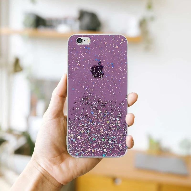 Cadorabo Hülle kompatibel mit Apple iPhone 6 / 6S Schutzhülle aus flexiblem TPU Silikon mit funkelnden Glitter