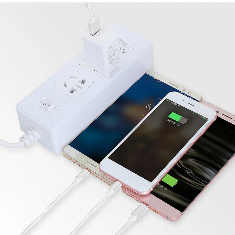 Cadorabo 3 in 1 Nylon Aufladekabel 3m 3m lang USB Mehrfach Aufladekabel- Multi- USB-C, Lightning, Micro USB