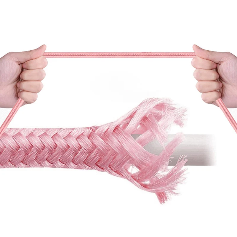 Cadorabo 3 in 1 Nylon Aufladekabel 3m 3m lang USB Mehrfach Aufladekabel- Multi- USB-C, Lightning, Micro USB