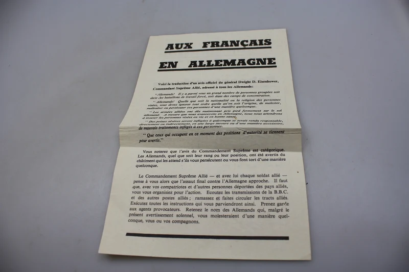 Flugblatt, das während der Bombenanschläge an die deutsche Bevölkerung geworfen wurde