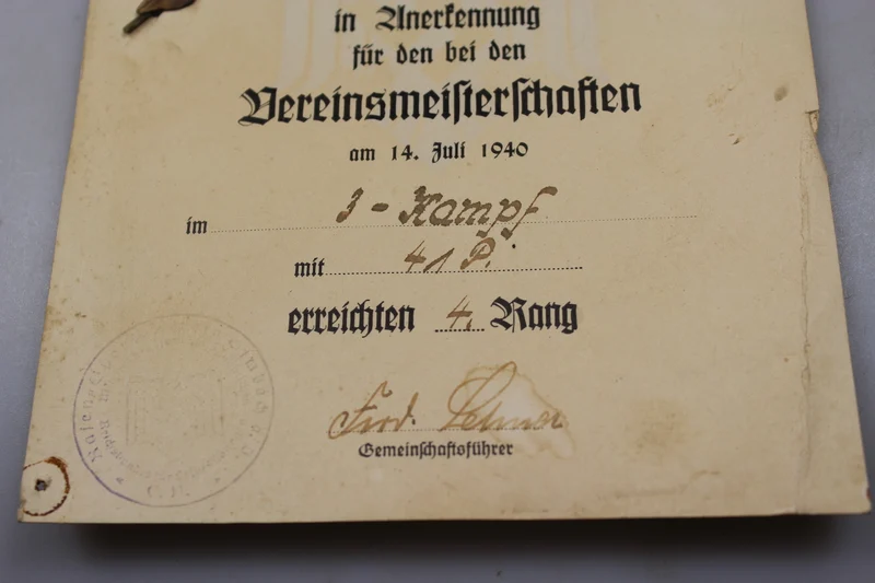 Urkunde mit Wettkampf-Auszeichnung 14