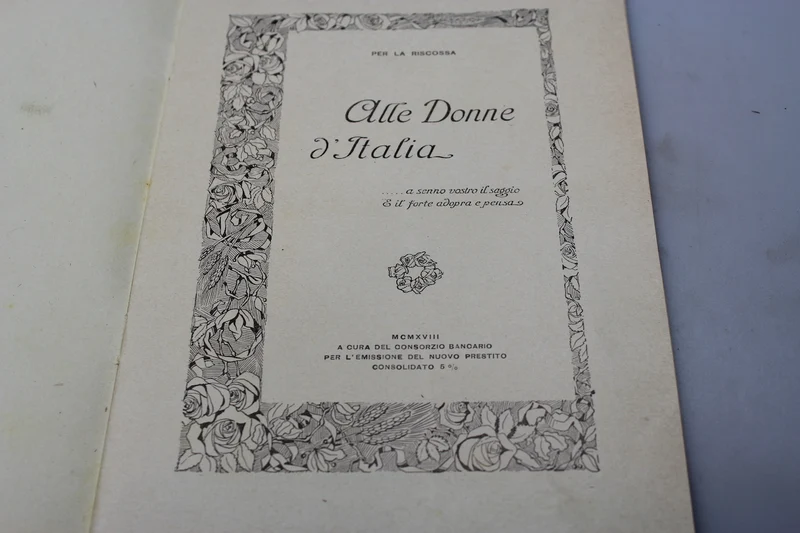 „An die Frauen Italiens“ – Nationalleihgabe – 1918