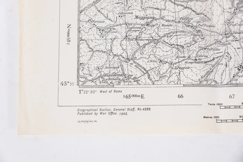Militärkarte der US-Armee aus dem 2. Weltkrieg – San Casciano Val di Pesa (FI)