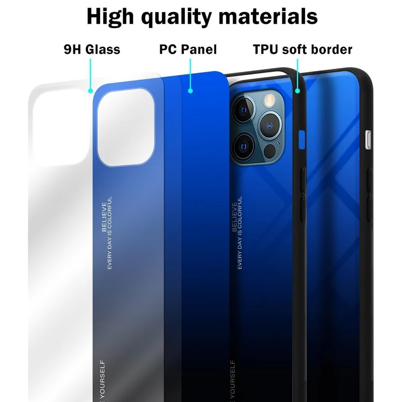 Cadorabo Hülle kompatibel mit Apple iPhone 13 PRO MAX Zweifarbige Schutzhülle aus Tempered Glas und TPU Silikon