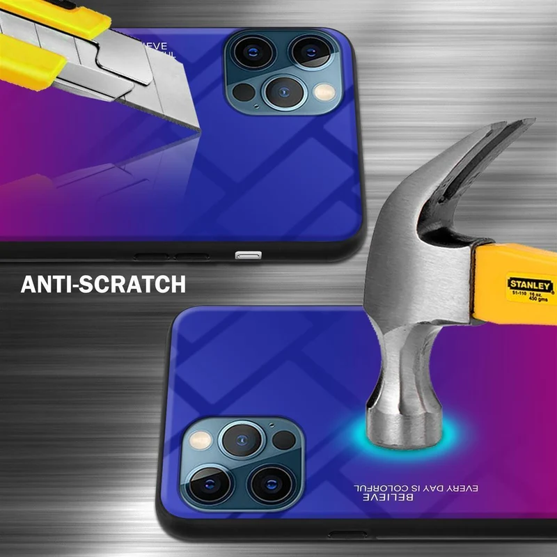 Cadorabo Hülle kompatibel mit Apple iPhone 13 PRO Zweifarbige Schutzhülle aus Tempered Glas und TPU Silikon