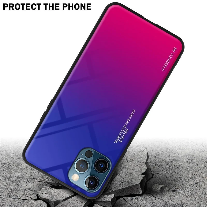 Cadorabo Hülle kompatibel mit Apple iPhone 13 PRO Zweifarbige Schutzhülle aus Tempered Glas und TPU Silikon
