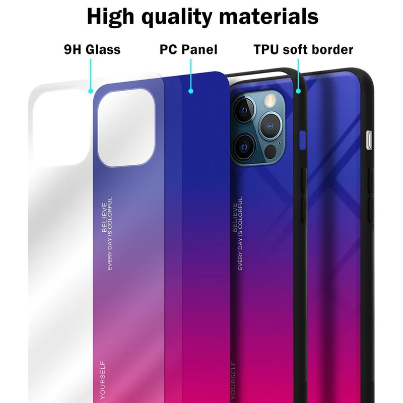 Cadorabo Hülle kompatibel mit Apple iPhone 13 PRO Zweifarbige Schutzhülle aus Tempered Glas und TPU Silikon