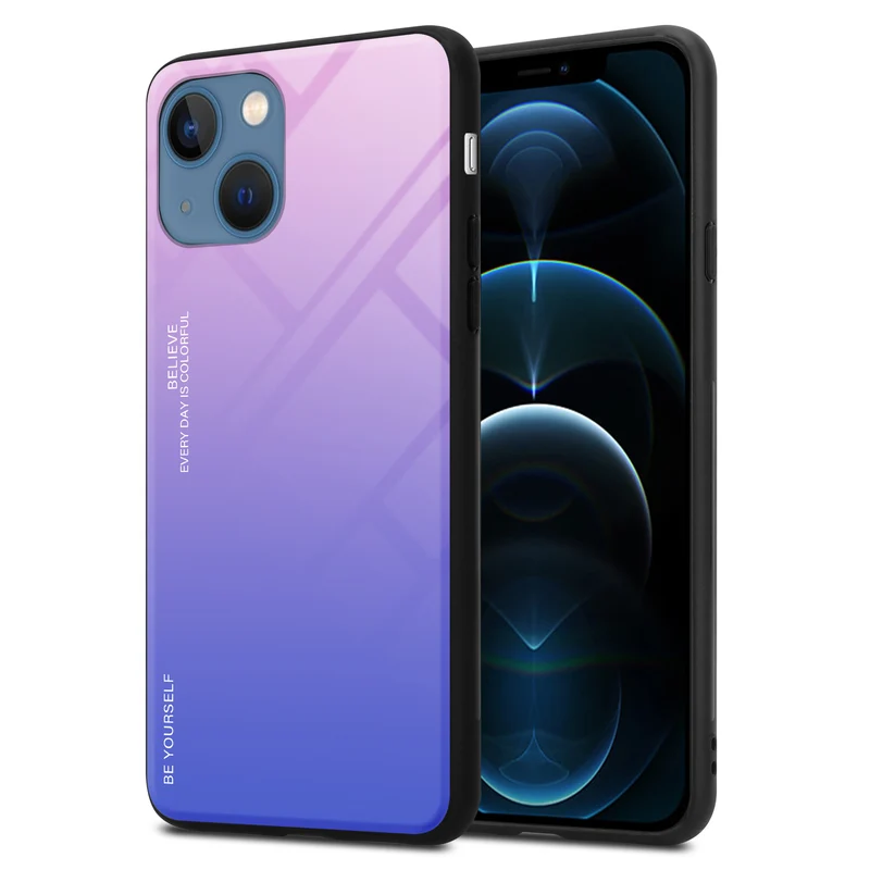 Cadorabo Hülle kompatibel mit Apple iPhone 13 MINI Zweifarbige Schutzhülle aus Tempered Glas und TPU Silikon