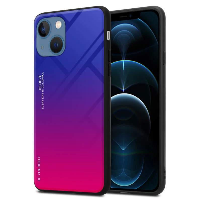 Cadorabo Hülle kompatibel mit Apple iPhone 13 MINI Zweifarbige Schutzhülle aus Tempered Glas und TPU Silikon