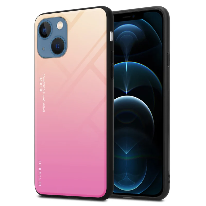 Cadorabo Hülle kompatibel mit Apple iPhone 13 MINI Zweifarbige Schutzhülle aus Tempered Glas und TPU Silikon