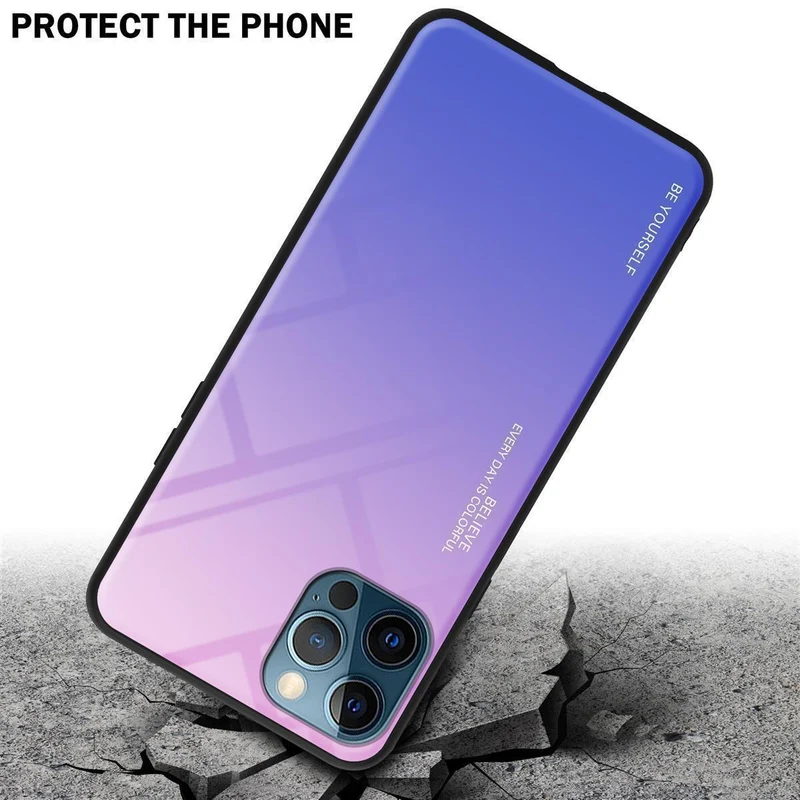 Cadorabo Hülle kompatibel mit Apple iPhone 13 MINI Zweifarbige Schutzhülle aus Tempered Glas und TPU Silikon