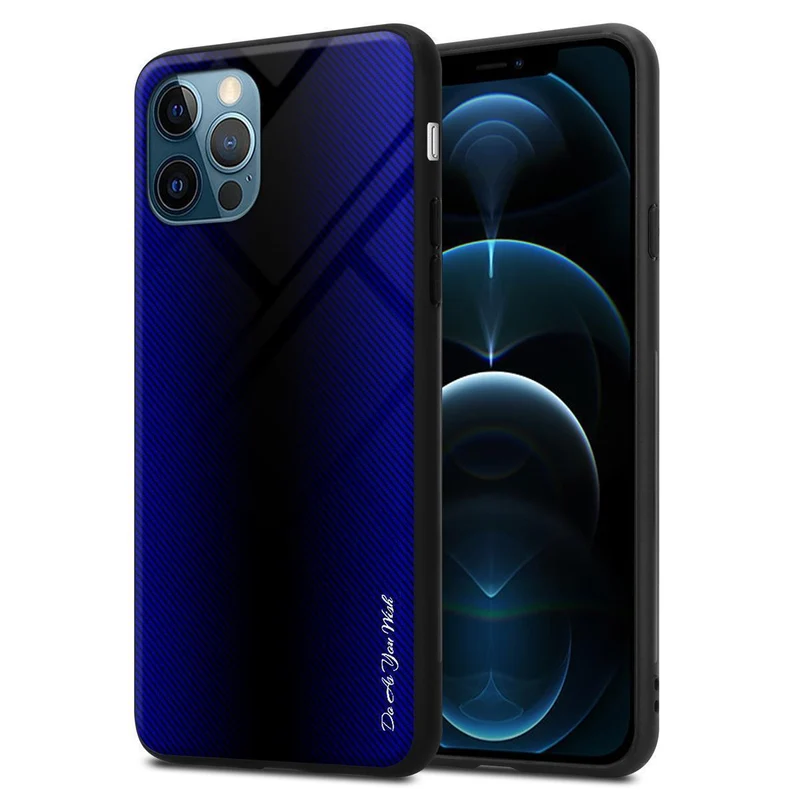 Cadorabo Hülle kompatibel mit Apple iPhone 13 PRO - Streifen Optik Schutzhülle aus Tempered Glas und TPU Silikon