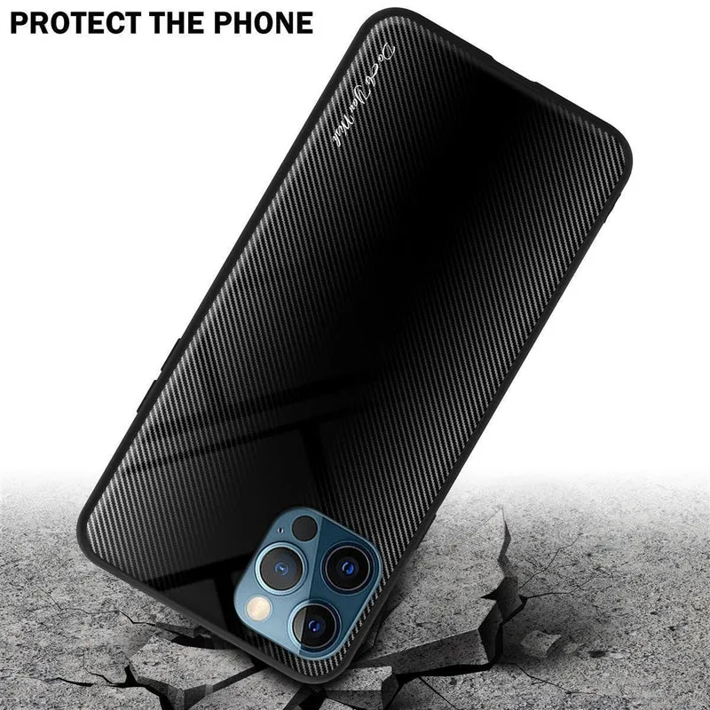 Cadorabo Hülle kompatibel mit Apple iPhone 13 PRO - Streifen Optik Schutzhülle aus Tempered Glas und TPU Silikon