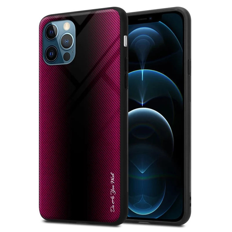 Cadorabo Hülle kompatibel mit Apple iPhone 13 - Streifen Optik Schutzhülle aus Tempered Glas und TPU Silikon