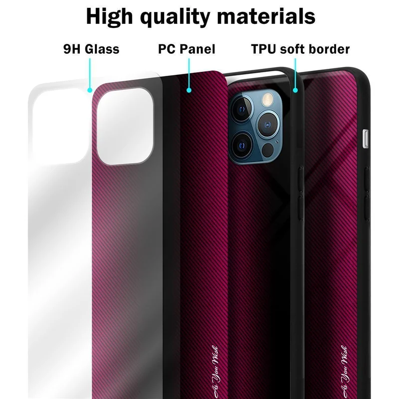 Cadorabo Hülle kompatibel mit Apple iPhone 13 - Streifen Optik Schutzhülle aus Tempered Glas und TPU Silikon