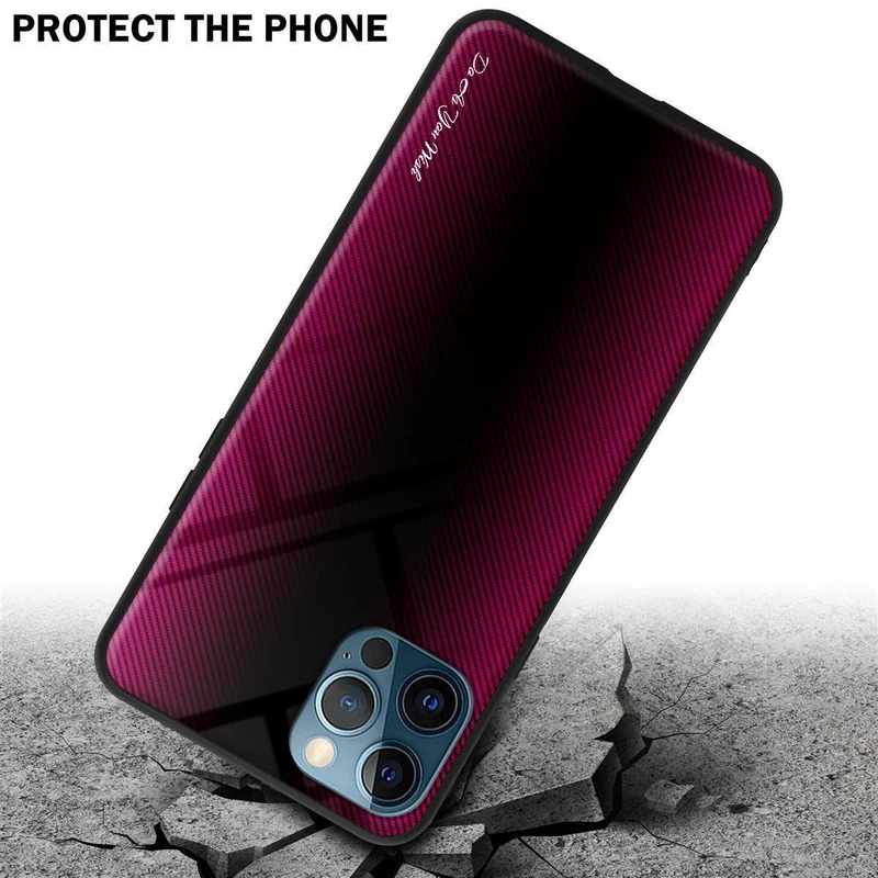 Cadorabo Hülle kompatibel mit Apple iPhone 13 MINI - Streifen Optik Schutzhülle aus Tempered Glas und TPU Silikon