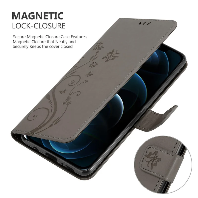 Cadorabo Hülle kompatibel mit Apple iPhone 13 PRO MAX Schutzhülle im Blumen Design mit Magnetverschluss, Standfunktion und Kartenfächern
