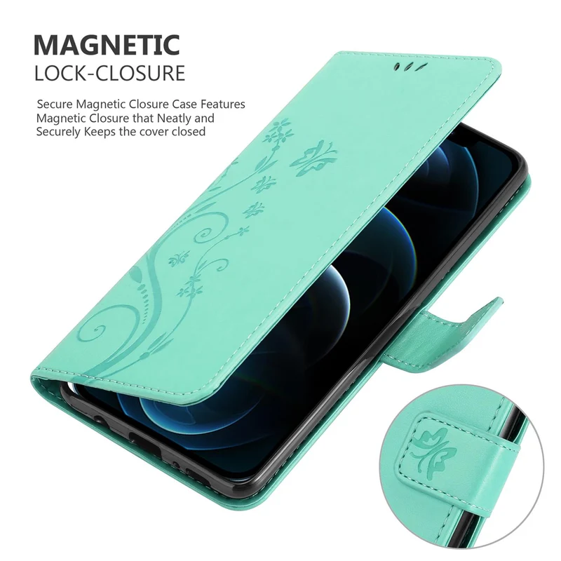 Cadorabo Hülle kompatibel mit Apple iPhone 13 PRO MAX Schutzhülle im Blumen Design mit Magnetverschluss, Standfunktion und Kartenfächern