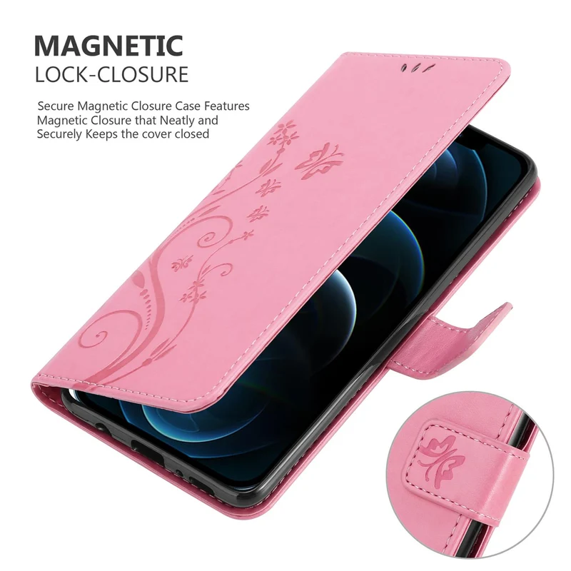 Cadorabo Hülle kompatibel mit Apple iPhone 13 PRO MAX Schutzhülle im Blumen Design mit Magnetverschluss, Standfunktion und Kartenfächern