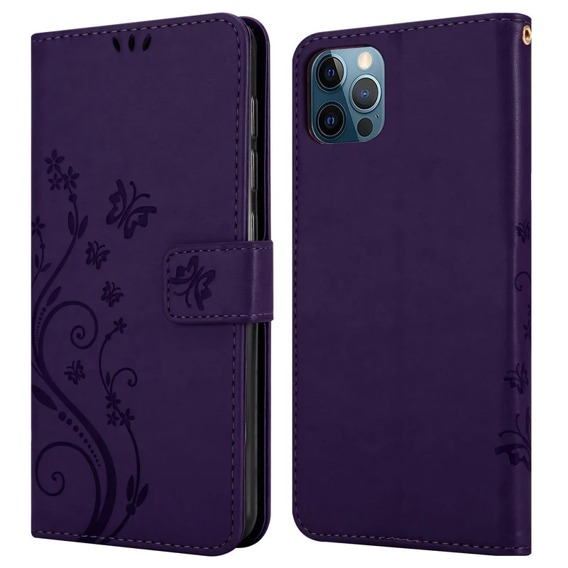Cadorabo Hülle kompatibel mit Apple iPhone 13 PRO Schutzhülle im Blumen Design mit Magnetverschluss, Standfunktion und Kartenfächern