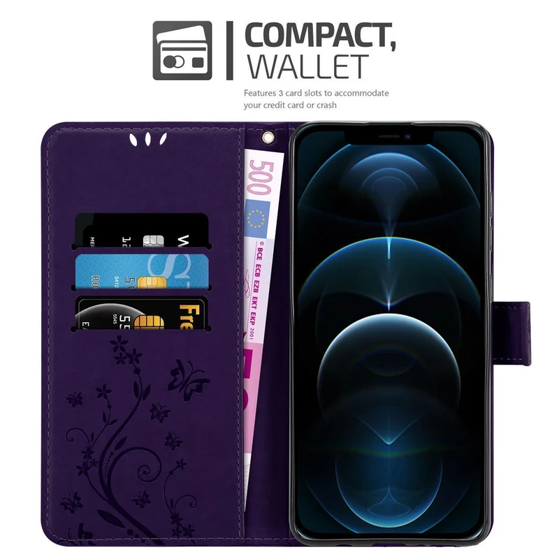 Cadorabo Hülle kompatibel mit Apple iPhone 13 Schutzhülle im Blumen Design mit Magnetverschluss, Standfunktion und Kartenfächern