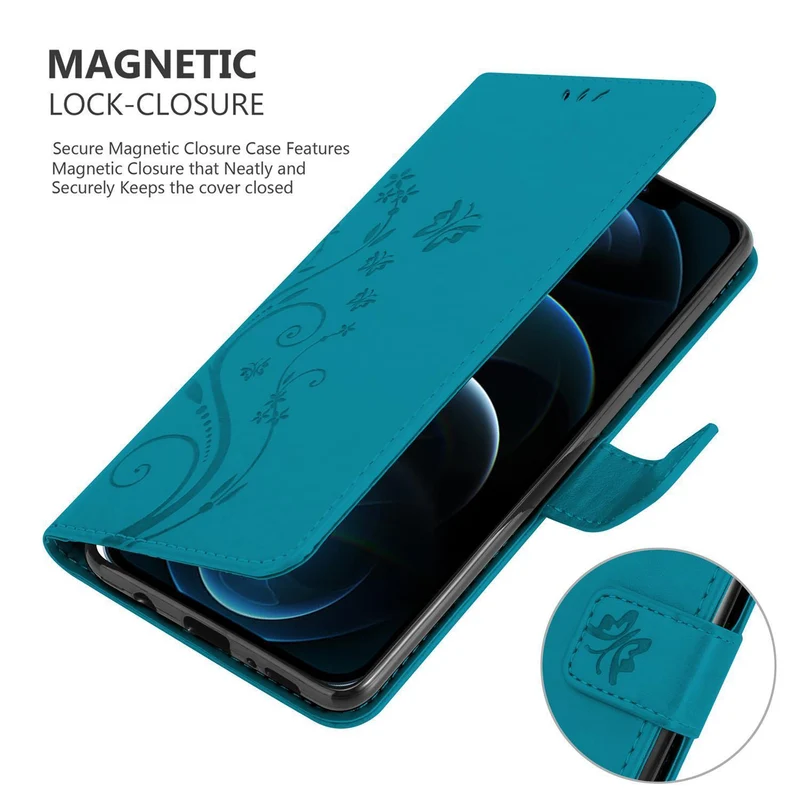Cadorabo Hülle kompatibel mit Apple iPhone 13 Schutzhülle im Blumen Design mit Magnetverschluss, Standfunktion und Kartenfächern