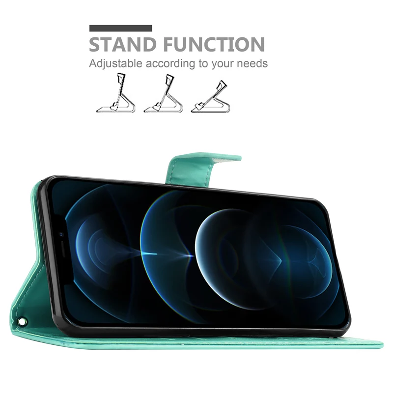 Cadorabo Hülle kompatibel mit Apple iPhone 13 Schutzhülle im Blumen Design mit Magnetverschluss, Standfunktion und Kartenfächern
