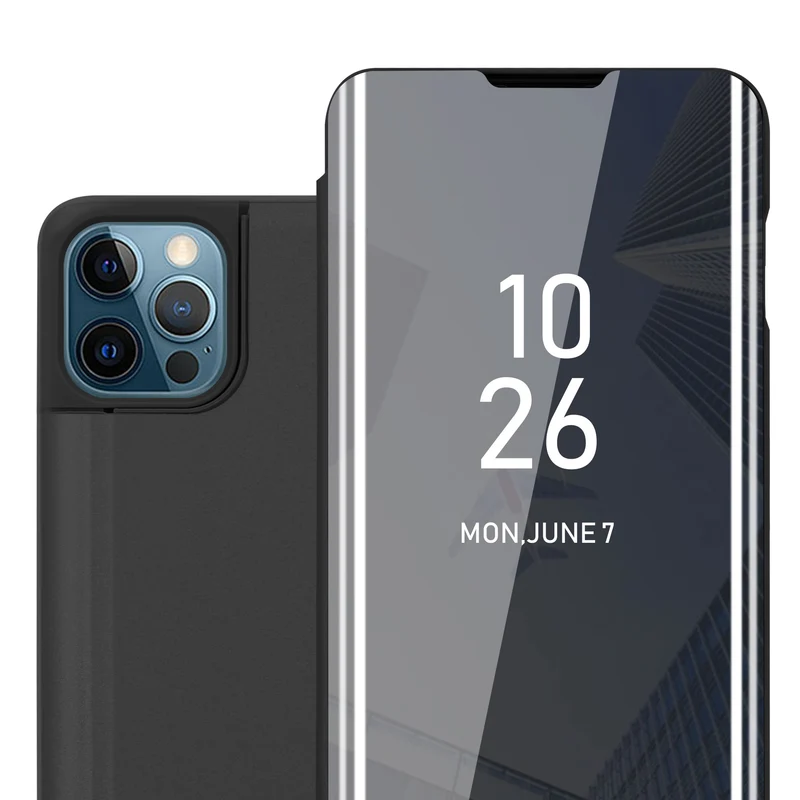 Cadorabo Hülle kompatibel mit Apple iPhone 13 Clear View Spiegel Schutzhülle mit Standfunktion 360 Grad Schutz