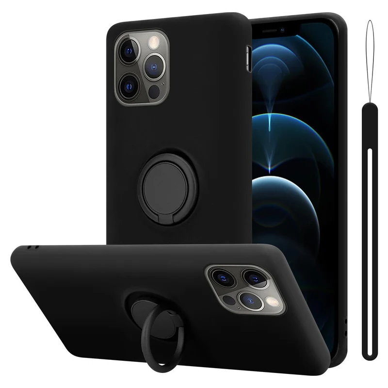 Cadorabo Hülle kompatibel mit Apple iPhone 13 PRO MAX Schutzhülle aus flexiblem TPU Silikon mit Ring