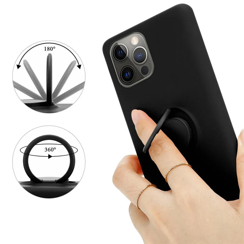 Cadorabo Hülle kompatibel mit Apple iPhone 13 PRO Schutzhülle aus flexiblem TPU Silikon mit Ring