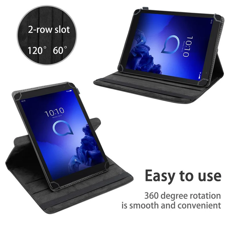 Cadorabo Tablet Hülle kompatibel mit Alcatel 1T (10 Zoll) 360 Grad Schutzhülle aus Kunstleder mit Standfunktion und Gummiband