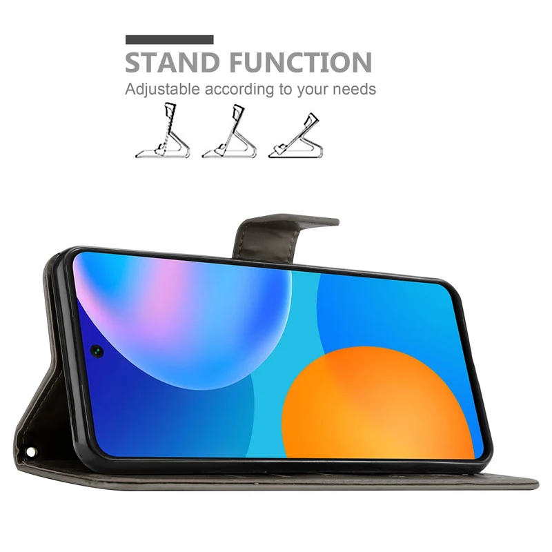 Cadorabo Hülle kompatibel mit Huawei P SMART 2021 Schutzhülle im Blumen Design mit Magnetverschluss, Standfunktion und Kartenfächern