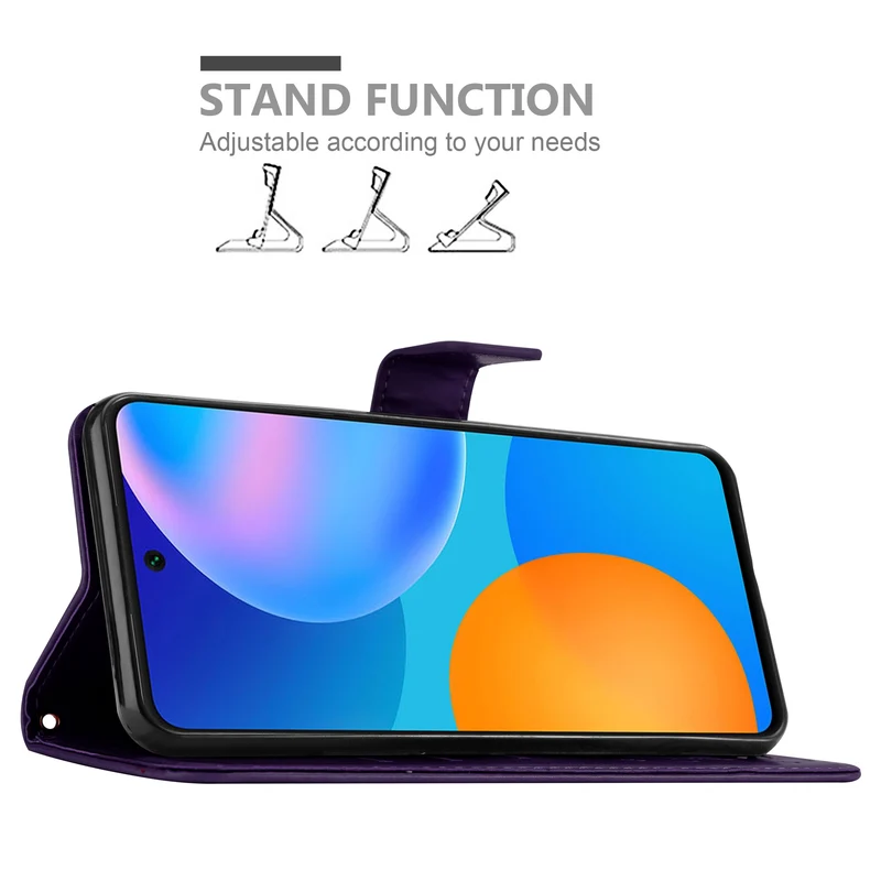 Cadorabo Hülle kompatibel mit Huawei P SMART 2021 Schutzhülle im Blumen Design mit Magnetverschluss, Standfunktion und Kartenfächern