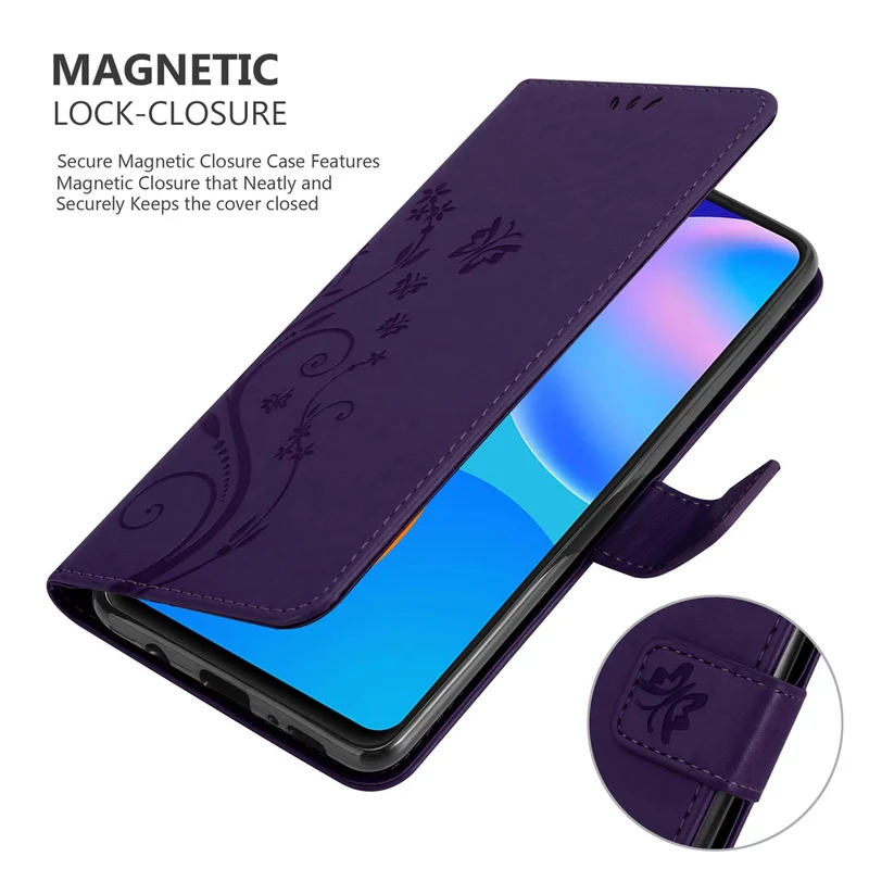 Cadorabo Hülle kompatibel mit Huawei P SMART 2021 Schutzhülle im Blumen Design mit Magnetverschluss, Standfunktion und Kartenfächern