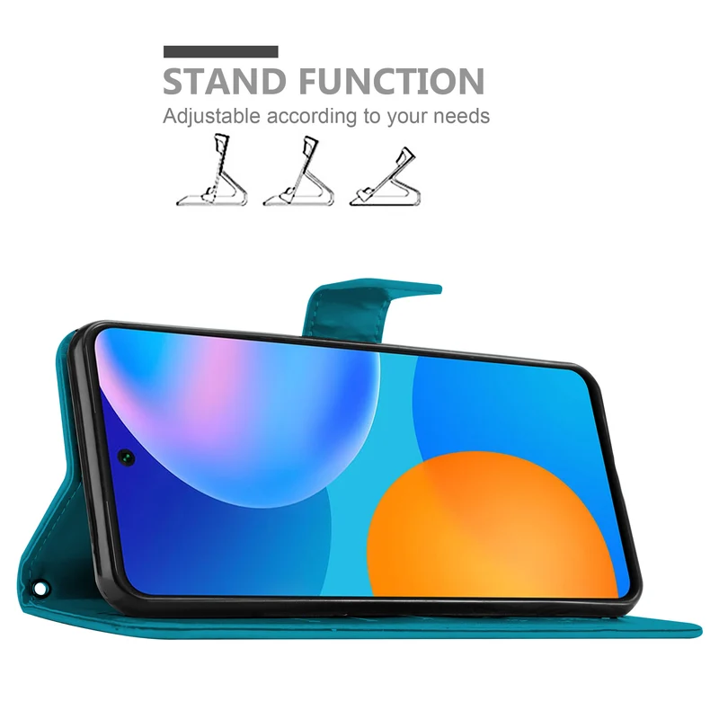 Cadorabo Hülle kompatibel mit Huawei P SMART 2021 Schutzhülle im Blumen Design mit Magnetverschluss, Standfunktion und Kartenfächern