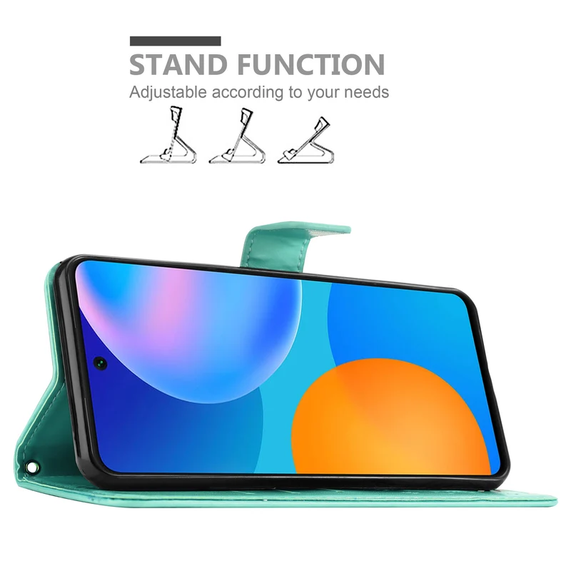Cadorabo Hülle kompatibel mit Huawei P SMART 2021 Schutzhülle im Blumen Design mit Magnetverschluss, Standfunktion und Kartenfächern