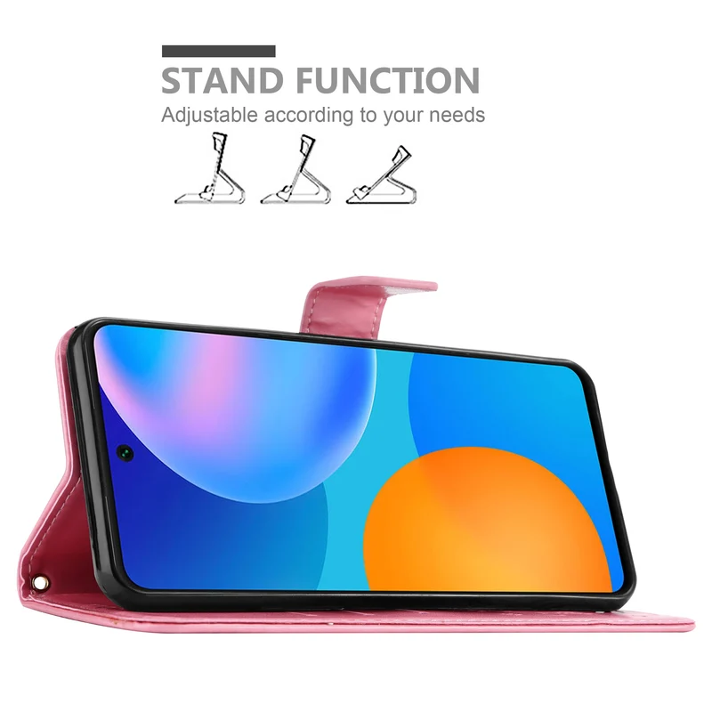 Cadorabo Hülle kompatibel mit Huawei P SMART 2021 Schutzhülle im Blumen Design mit Magnetverschluss, Standfunktion und Kartenfächern