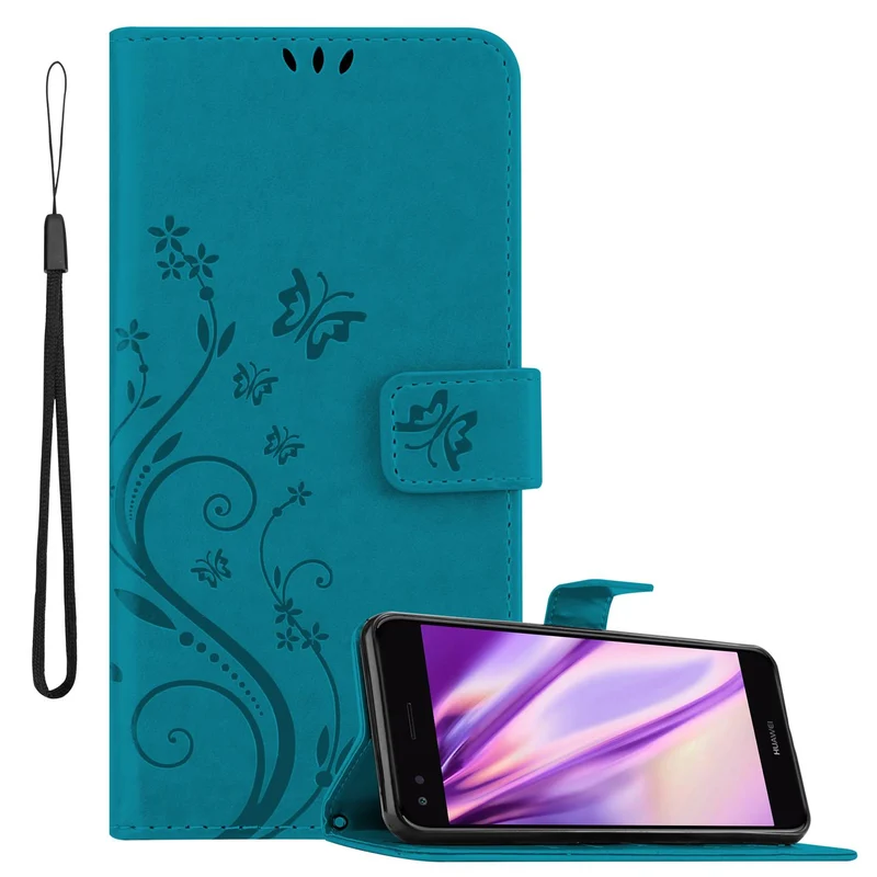 Cadorabo Hülle kompatibel mit Huawei Y6 PRO 2017 Schutzhülle im Blumen Design mit Magnetverschluss, Standfunktion und Kartenfächern