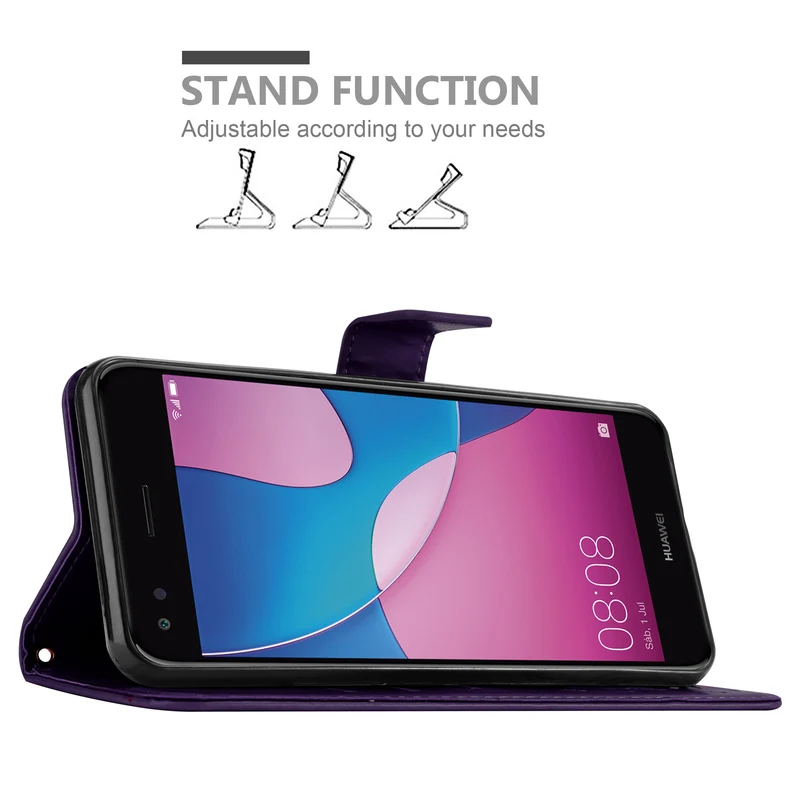 Cadorabo Hülle kompatibel mit Huawei Y6 PRO 2017 Schutzhülle im Blumen Design mit Magnetverschluss, Standfunktion und Kartenfächern