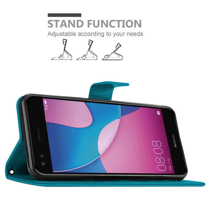 Cadorabo Hülle kompatibel mit Huawei Y6 PRO 2017 Schutzhülle im Blumen Design mit Magnetverschluss, Standfunktion und Kartenfächern