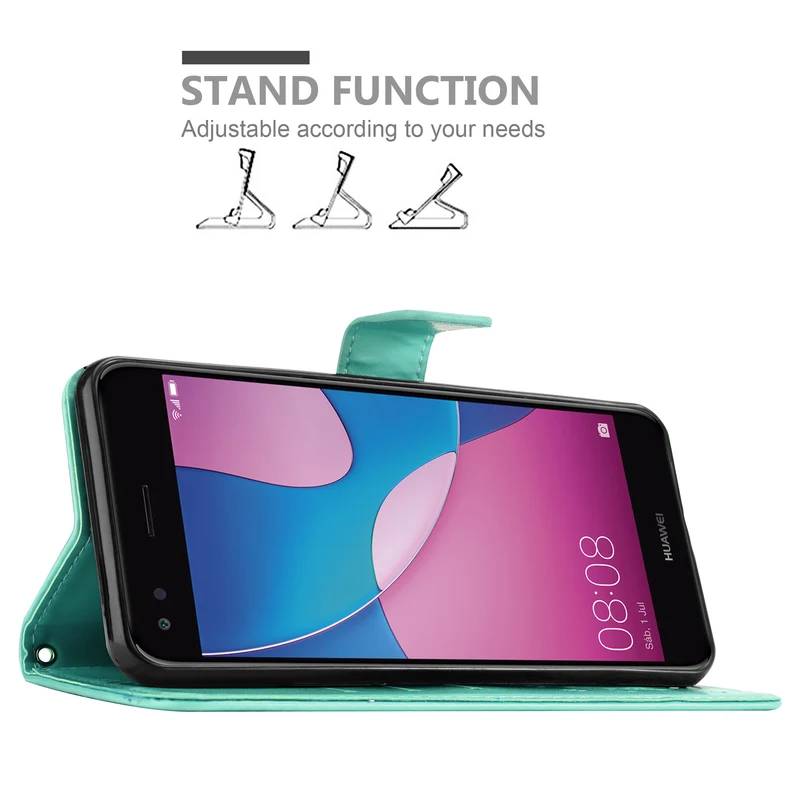 Cadorabo Hülle kompatibel mit Huawei Y6 PRO 2017 Schutzhülle im Blumen Design mit Magnetverschluss, Standfunktion und Kartenfächern