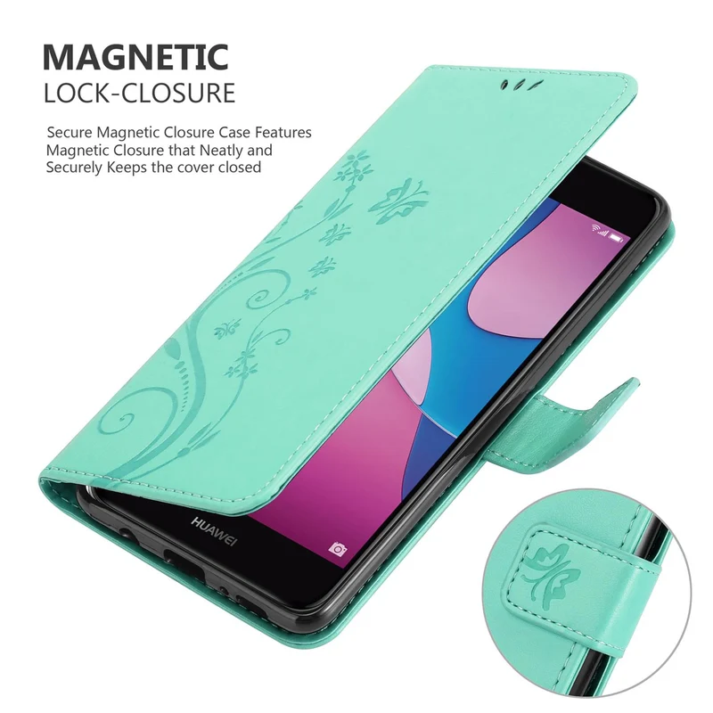 Cadorabo Hülle kompatibel mit Huawei Y6 PRO 2017 Schutzhülle im Blumen Design mit Magnetverschluss, Standfunktion und Kartenfächern