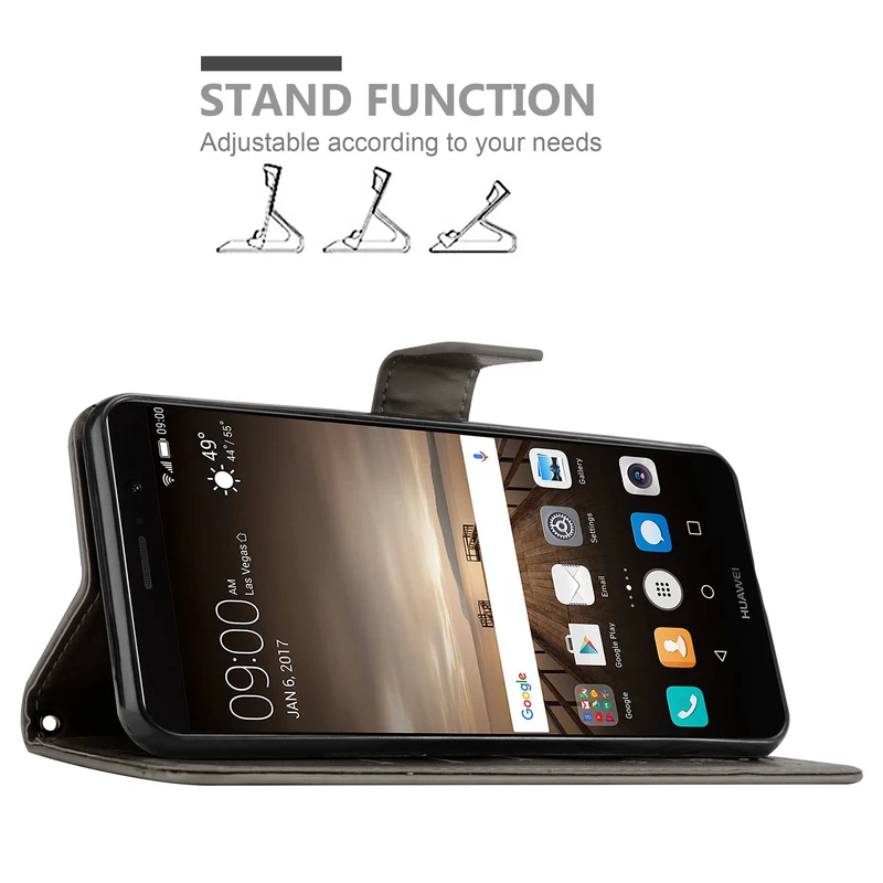 Cadorabo Hülle kompatibel mit Huawei MATE 9 Schutzhülle im Blumen Design mit Magnetverschluss, Standfunktion und Kartenfächern