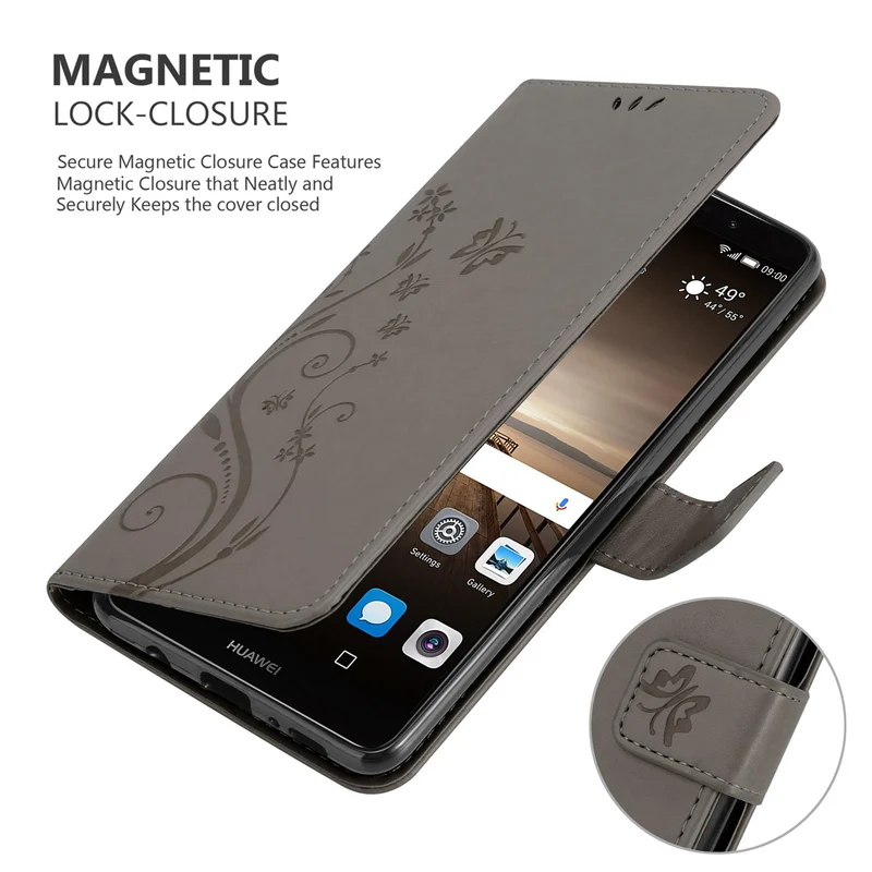 Cadorabo Hülle kompatibel mit Huawei MATE 9 Schutzhülle im Blumen Design mit Magnetverschluss, Standfunktion und Kartenfächern